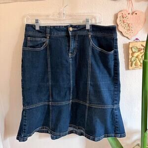Passports dark wash denim skirt